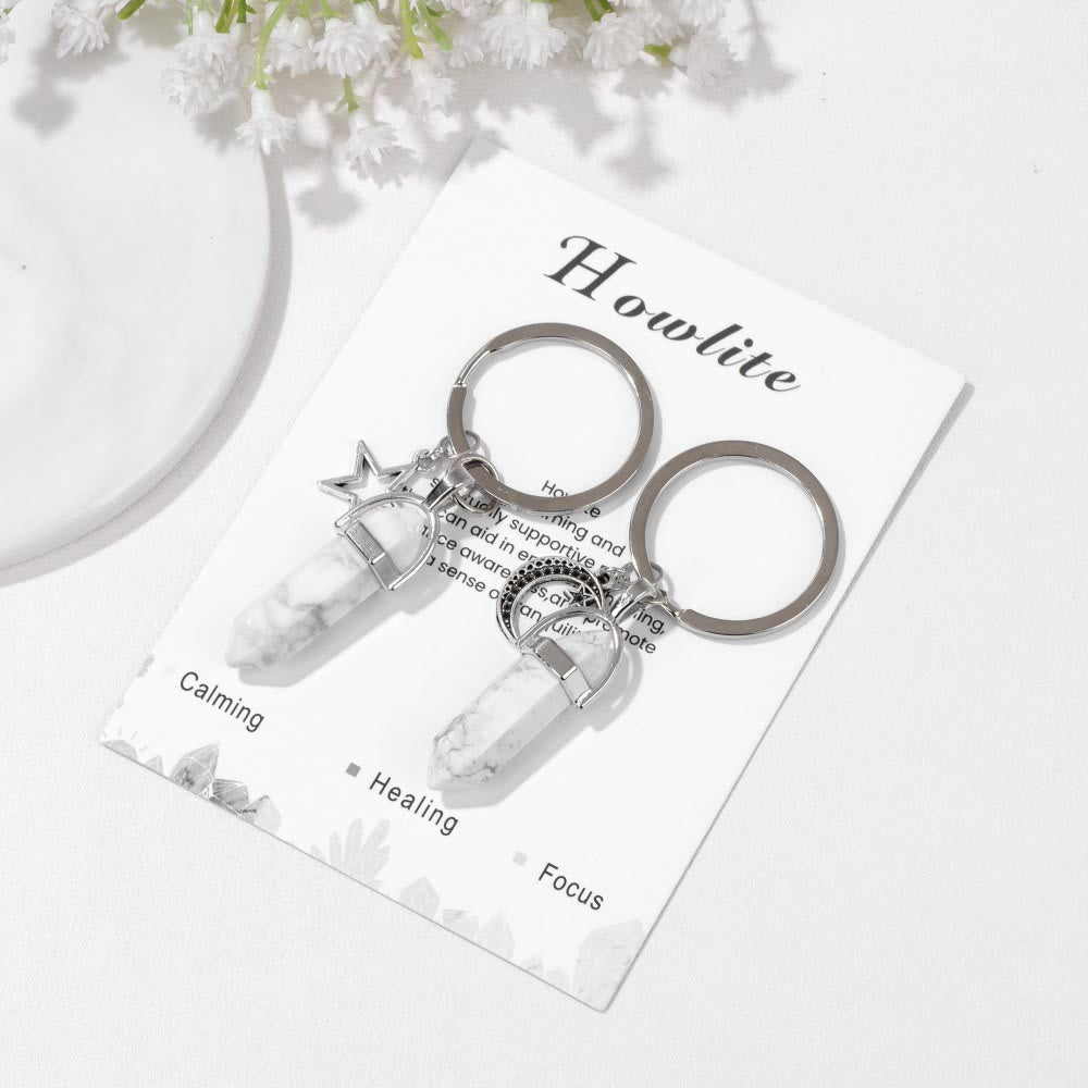 Olivenorma Hexagonal Natural Turquoise Stone Couple Keychain - image 12
