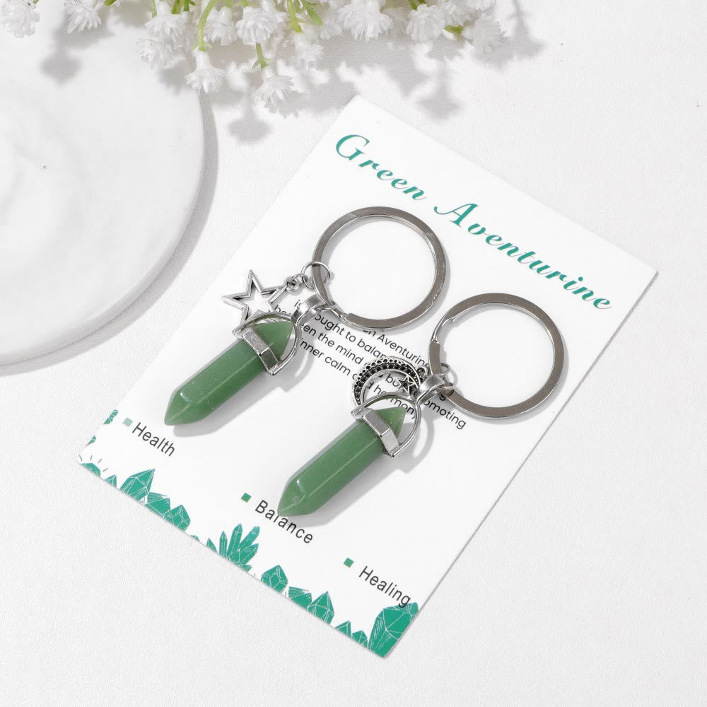 Olivenorma Hexagonal Natural Turquoise Stone Couple Keychain - image 7