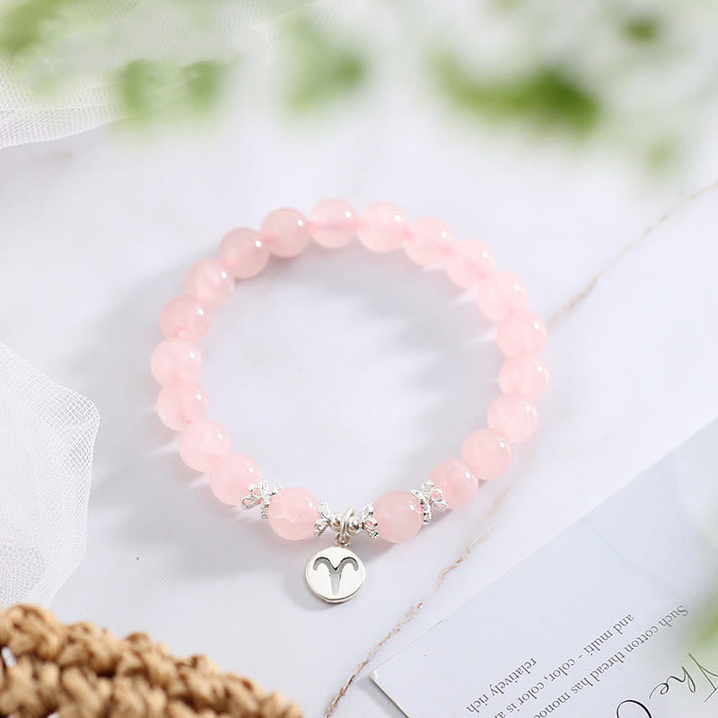 Olivenorma Natural Rose Quartz Zodiac Cute Women's Bracelet - Aries - image 9