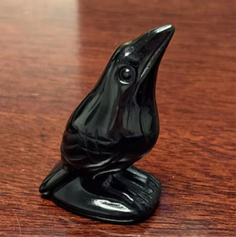 Olivenorma Natural Obsidian Yooperlite Raven Figurine Gemstone Decoration - Obsidian - image 1