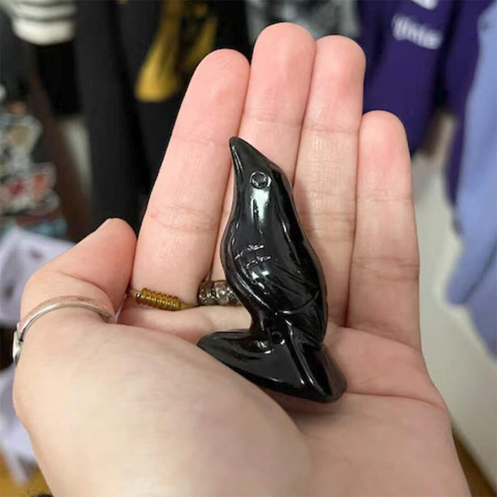 Olivenorma Natural Obsidian Yooperlite Raven Figurine Gemstone Decoration - image 2