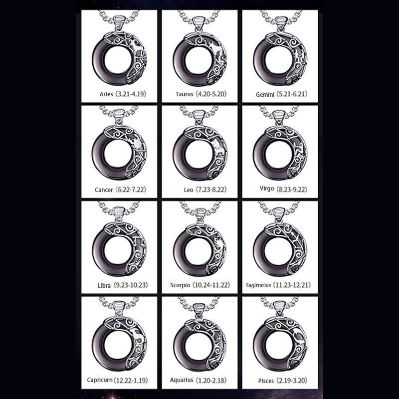 Olivenorma Natural Obsidian Zodiac Necklace Pendent - image 17