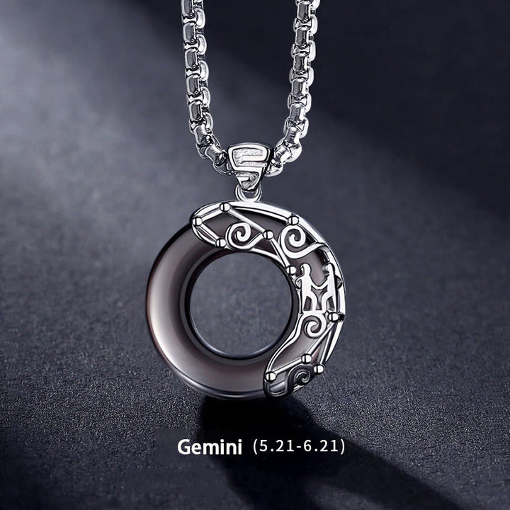 Olivenorma Natural Obsidian Zodiac Necklace Pendent - Gemini - image 7
