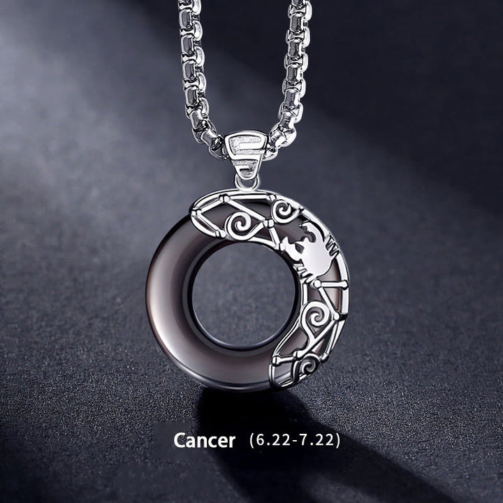 Olivenorma Natural Obsidian Zodiac Necklace Pendent - Cancer - image 8