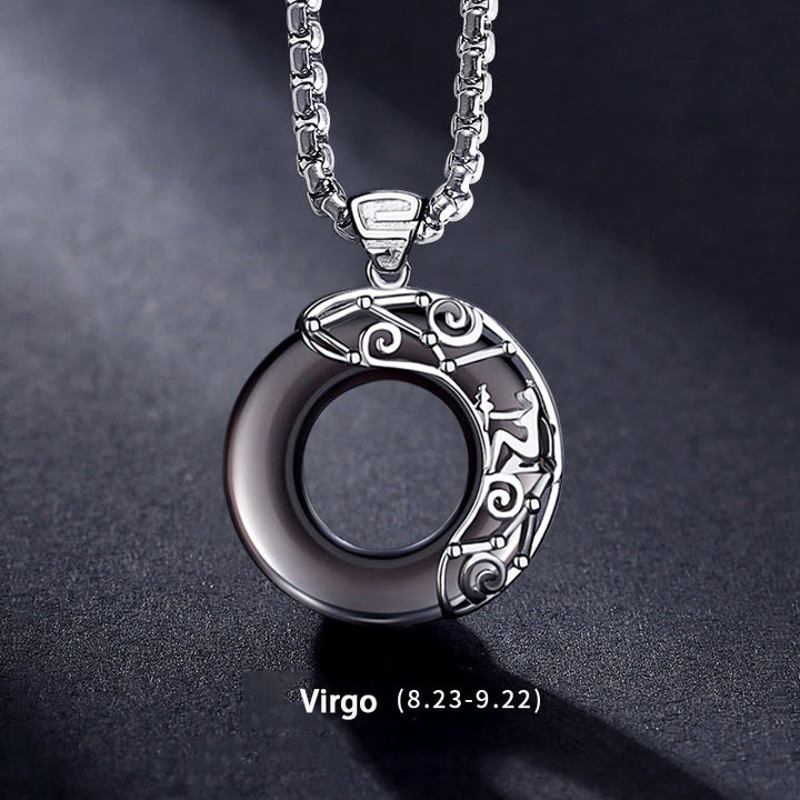 Olivenorma Natural Obsidian Zodiac Necklace Pendent - Virgo - image 10