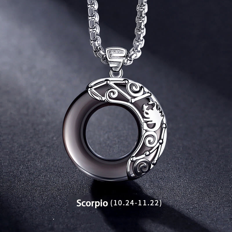 Olivenorma Natural Obsidian Zodiac Necklace Pendent - Scorpio - image 12