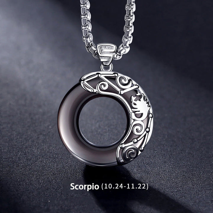 Olivenorma Natural Obsidian Zodiac Necklace Pendent - Scorpio - image 12