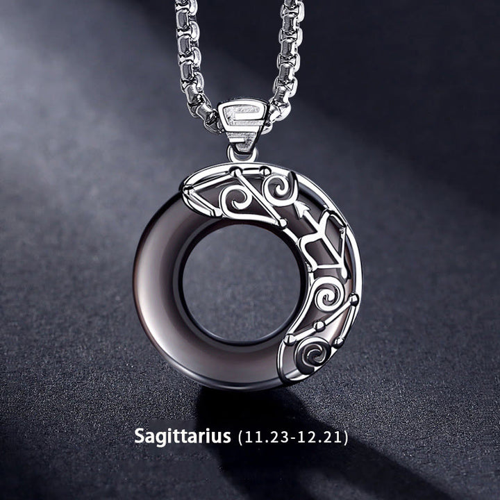 Olivenorma Natural Obsidian Zodiac Necklace Pendent - Sagittarius - image 13