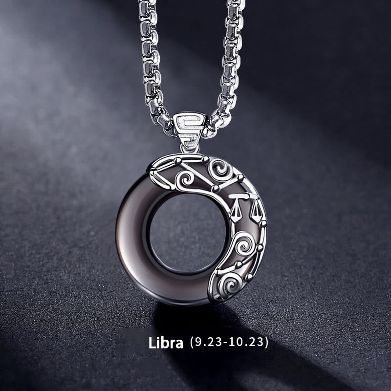 Olivenorma Natural Obsidian Zodiac Necklace Pendent - Libra - image 11
