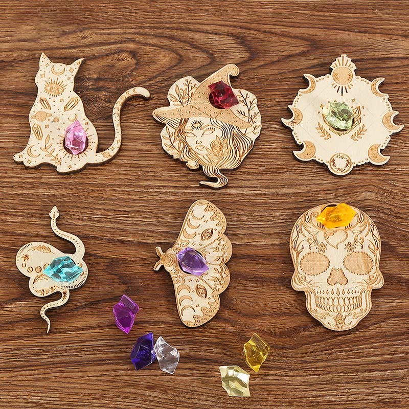 Olivenorma 6Pcs Wooden Crystal Sphere Display Crystal Holder - White - image 4