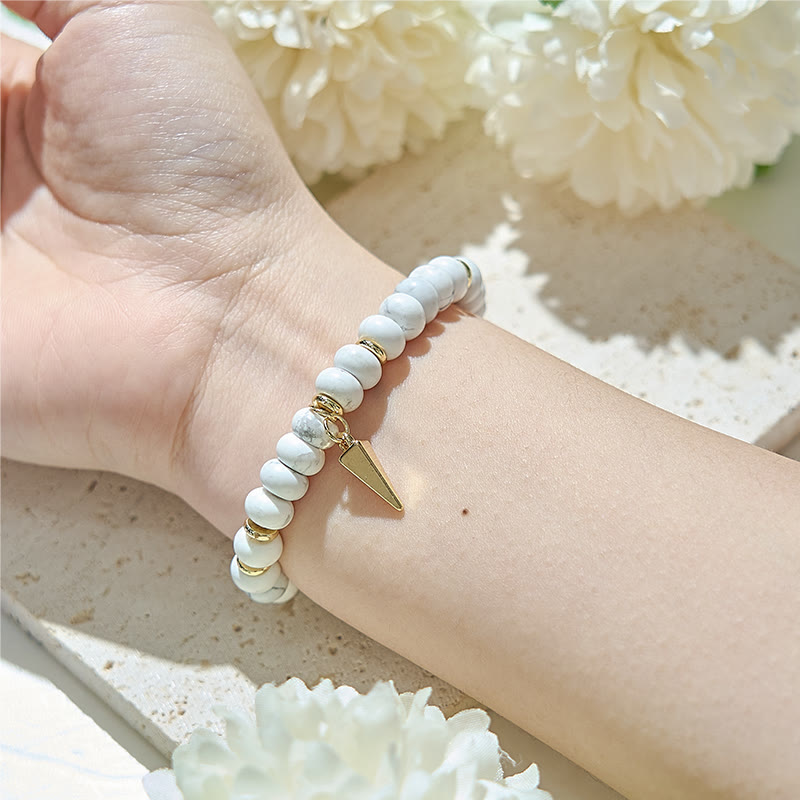Olivenorma White Turquoise Roller Beads Triangular Pendant Bracelet - image 1