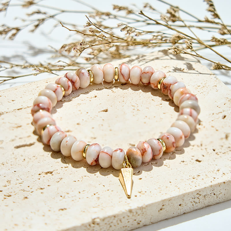Olivenorma Rhodochrosite Roller Beads Triangular Pendant Bracelet - Rhodochrosite - image 0