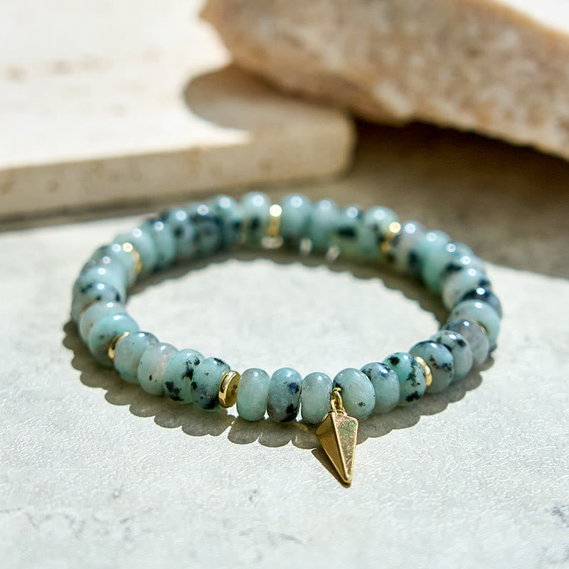 Olivenorma African Turquoise Roller Beads Triangular Pendant Bracelet - image 2