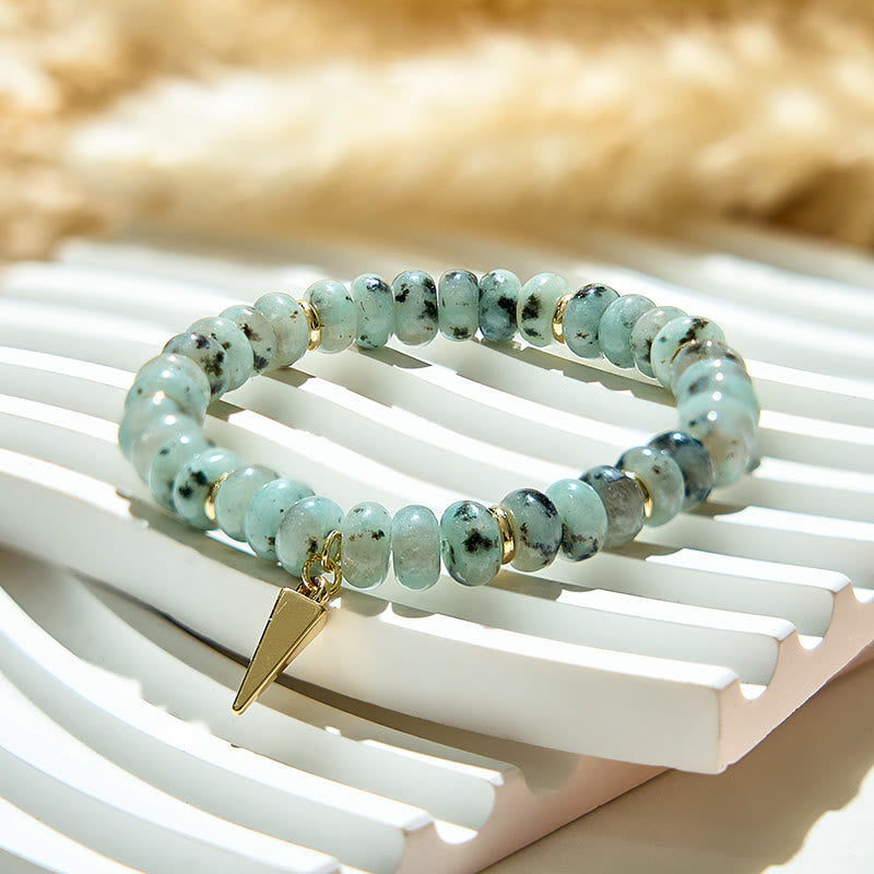 Olivenorma African Turquoise Roller Beads Triangular Pendant Bracelet - image 3