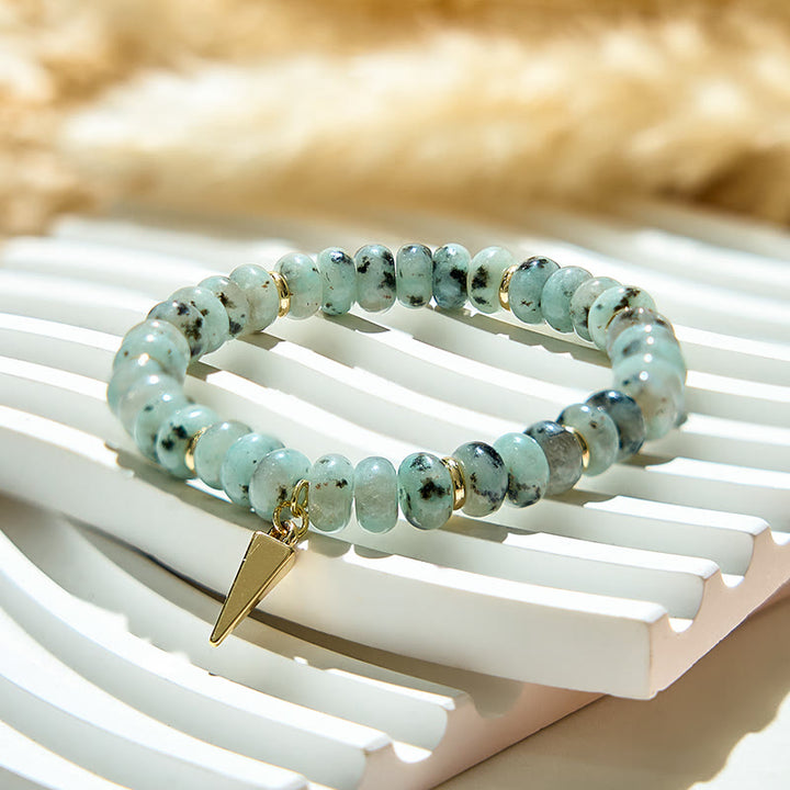 Olivenorma African Turquoise Roller Beads Triangular Pendant Bracelet - image 3