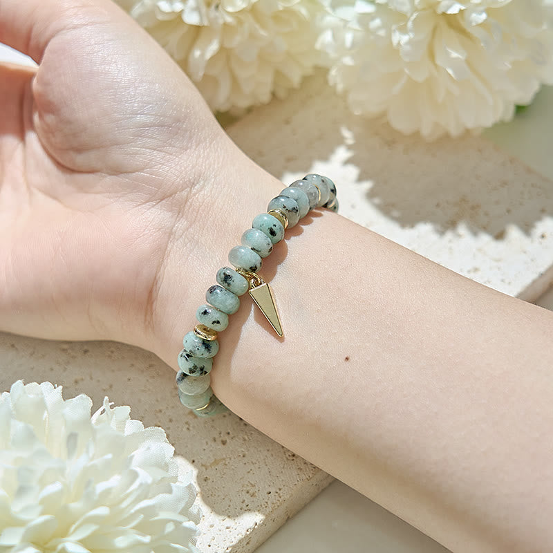 Olivenorma African Turquoise Roller Beads Triangular Pendant Bracelet - image 1