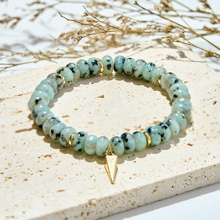 Olivenorma African Turquoise Roller Beads Triangular Pendant Bracelet - African Turquoise - image 0