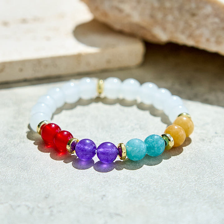 Olivenorma Natural Amethyst Aquamarine Clear Crystal Beads Bracelet - image 3