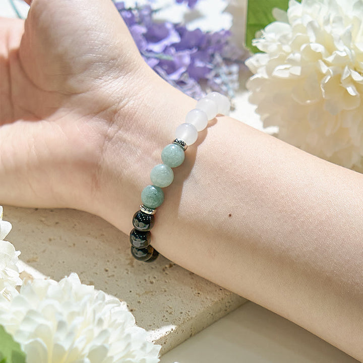 Olivenorma Clear Crystal Amazonite Obsidian Beads Bracelet - image 1
