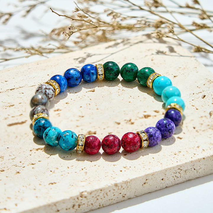 Olivenorma 8mm Natural Stone Metal Roller Beads Bracelet - image 2