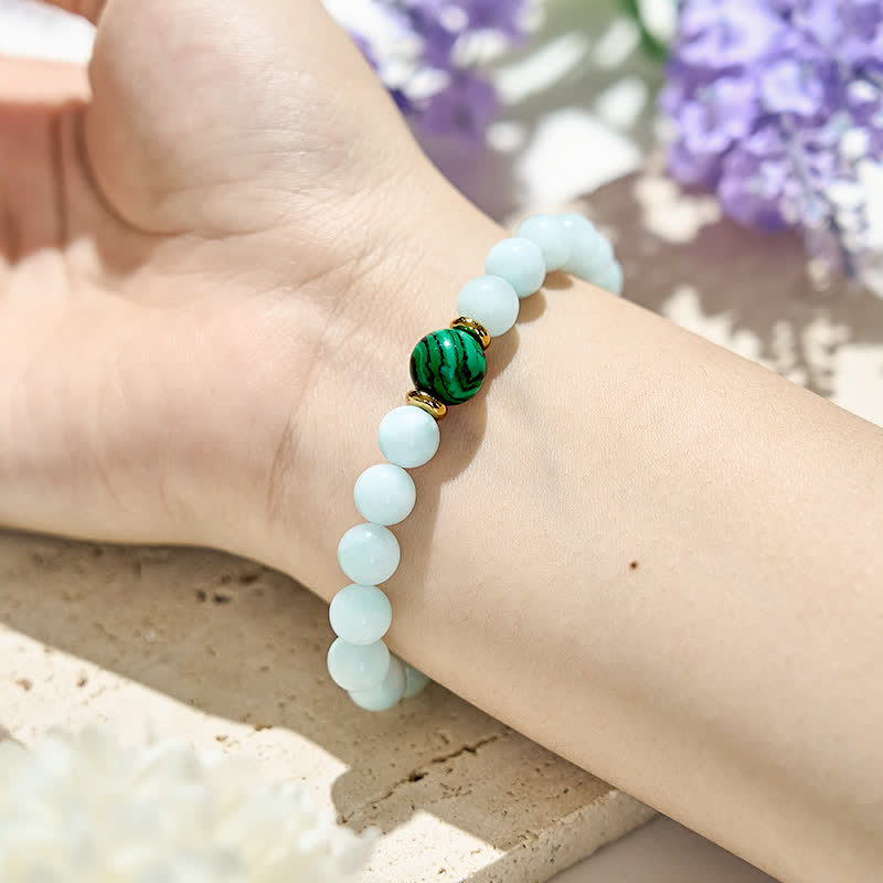 Olivenorma Natural Amazonite Malachite Beads Bracelet - image 1