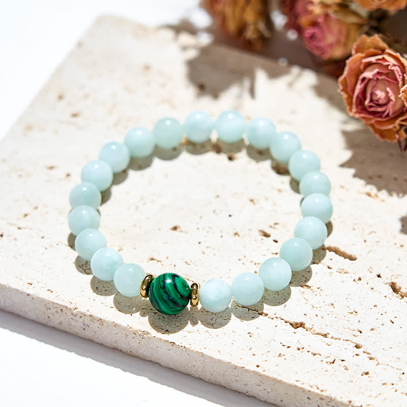 Olivenorma Natural Amazonite Malachite Beads Bracelet - image 2