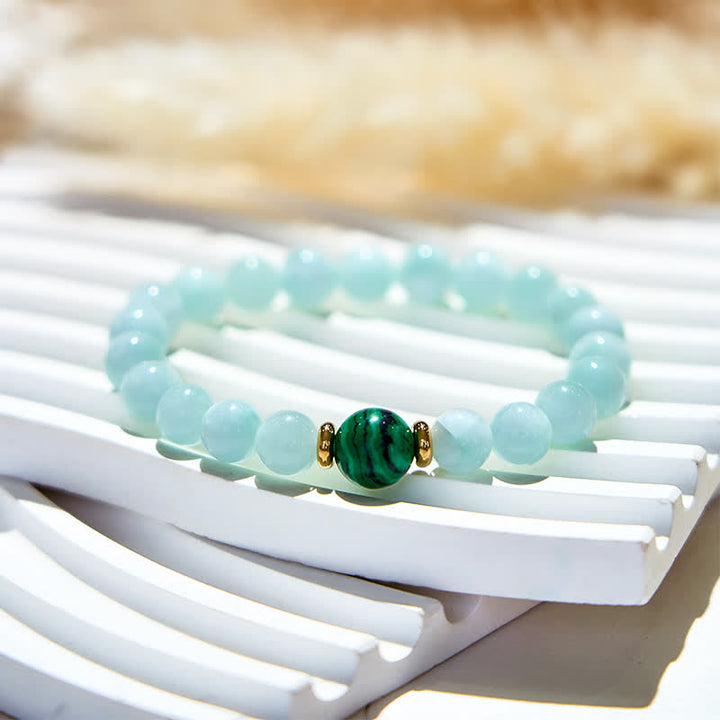 Olivenorma Natural Amazonite Malachite Beads Bracelet - image 3