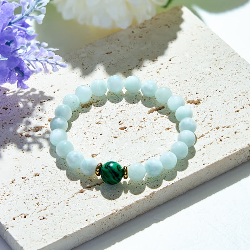 Olivenorma Natural Amazonite Malachite Beads Bracelet - Amazonite & Malachite - image 0