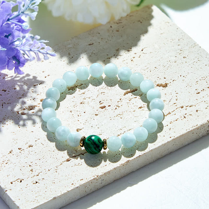 Olivenorma Natural Amazonite Malachite Beads Bracelet - Amazonite & Malachite - image 0