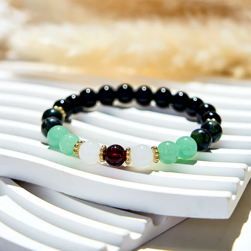 Olivenorma Natural Obsidian Garnet Beads Bracelet - image 3