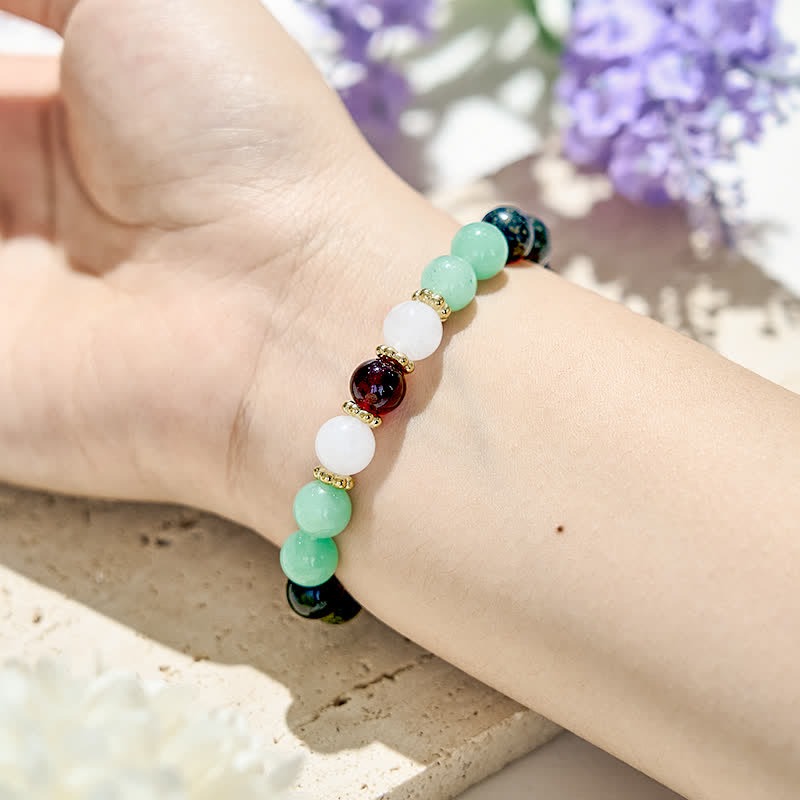 Olivenorma Natural Obsidian Garnet Beads Bracelet - image 1