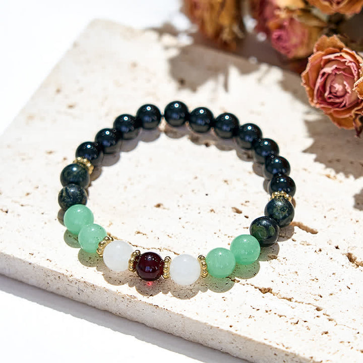 Olivenorma Natural Obsidian Garnet Beads Bracelet - image 2