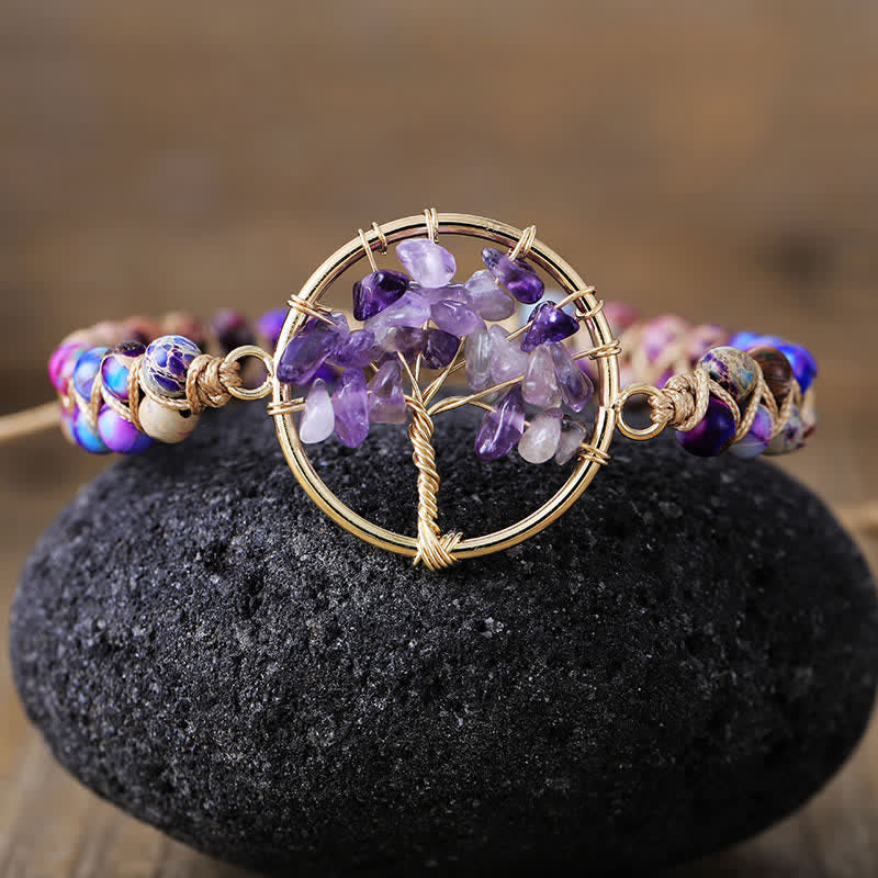 Olivenorma Amethyst Green Aventurine Tree Of Life Bracelet - Amethyst - image 0