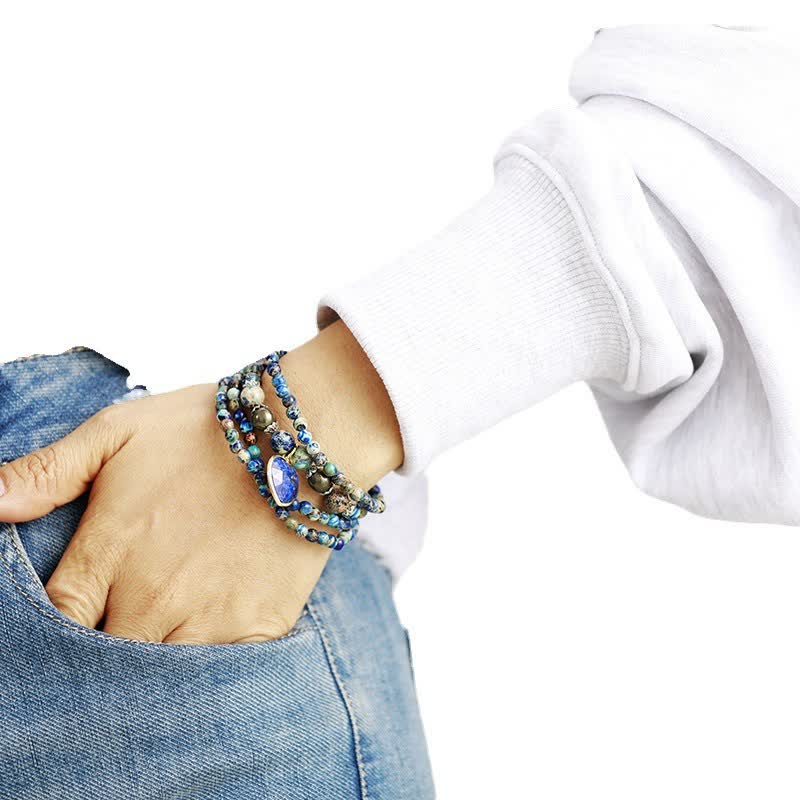 Olivenorma Lapis Lazuli Blue Emperor Stone Multi-layer Bracelet - image 1