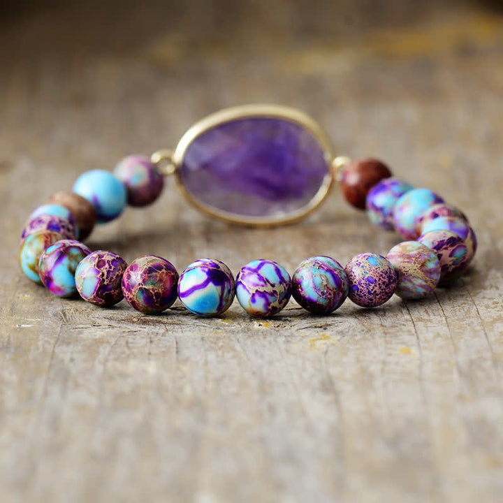 Olivenorma 8mm Amethyst Purple Emperor Stone Braided Bracelet - image 2