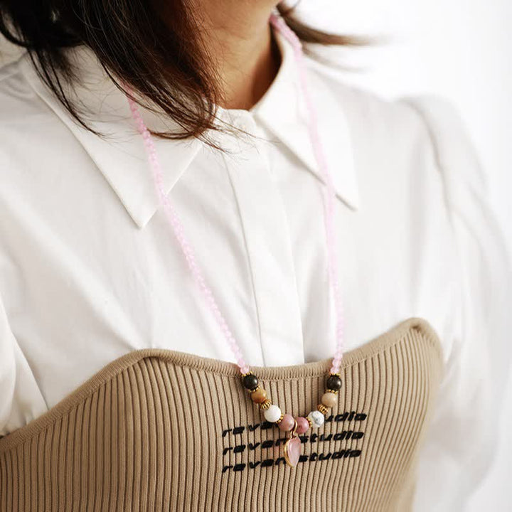 Olivenorma Rose Quartz Rhodonite Beads Multi-layer Bracelet - image 3