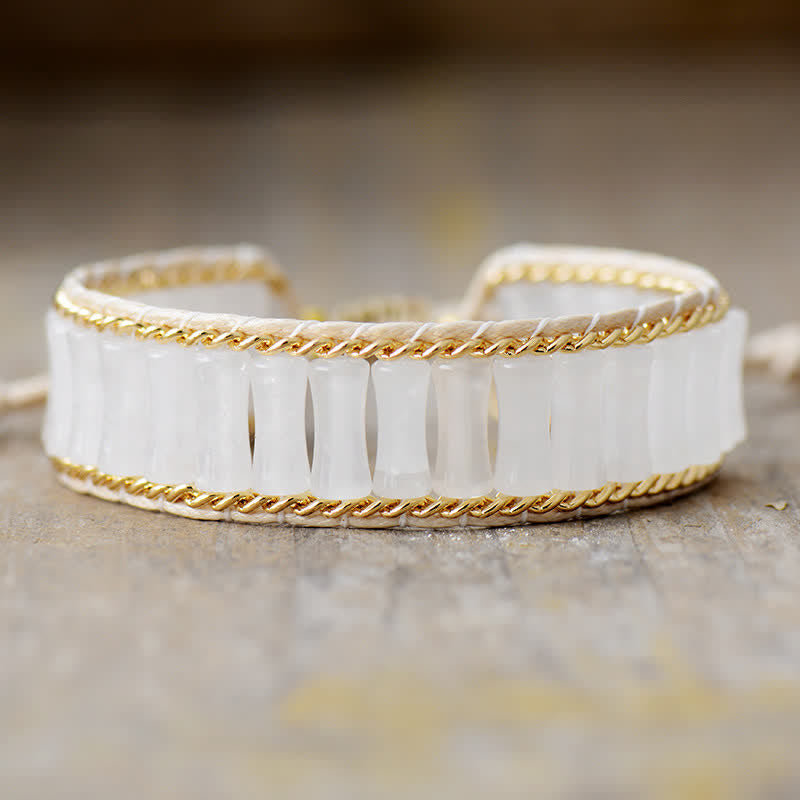 Olivenorma Bamboo Shape Crystal Beads Wrap Bracelet - Clear Crystal - image 3