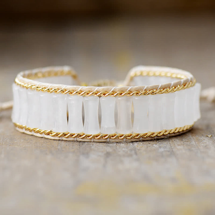 Olivenorma Bamboo Shape Crystal Beads Wrap Bracelet - Clear Crystal - image 3