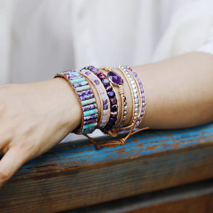 Olivenorma Malachite Labradorite Emperor Stone Beads Wrap Bracelet - image 5