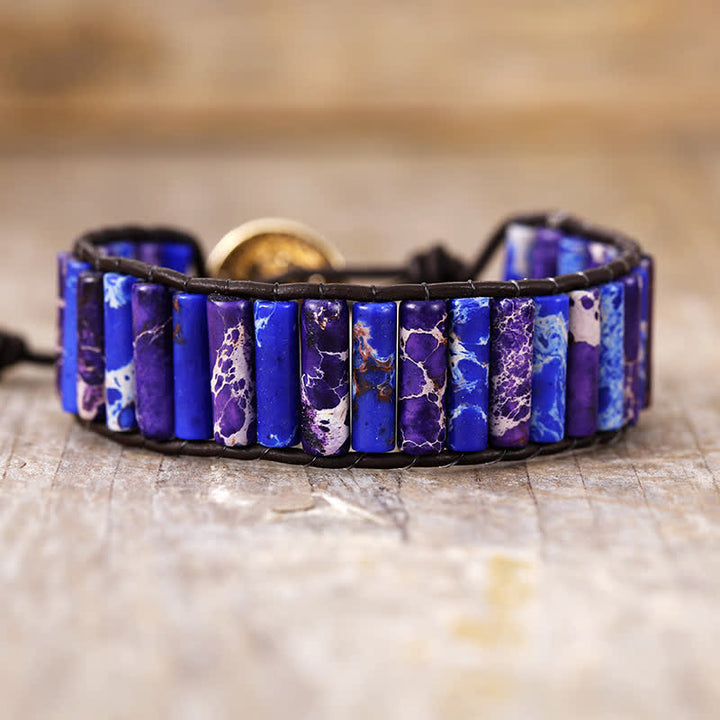 Olivenorma Malachite Labradorite Emperor Stone Beads Wrap Bracelet - Blue Emperor Stone & Purple Emperor Stone - image 7