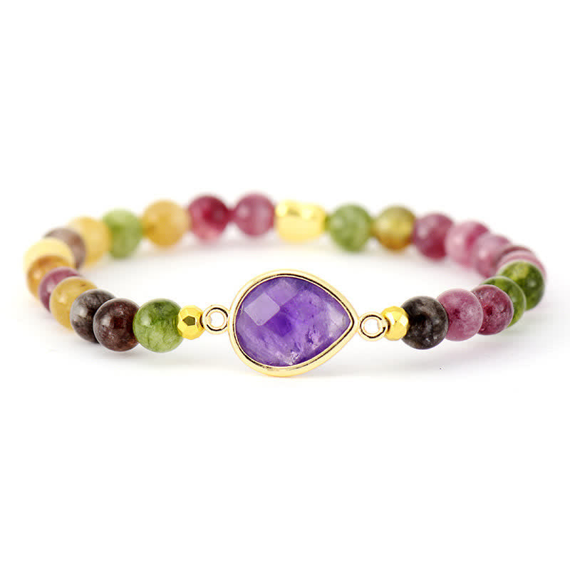 Olivenorma Natural Amethyst Tourmaline Beads Bracelet - image 4