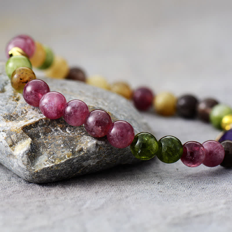 Olivenorma Natural Amethyst Tourmaline Beads Bracelet - image 2