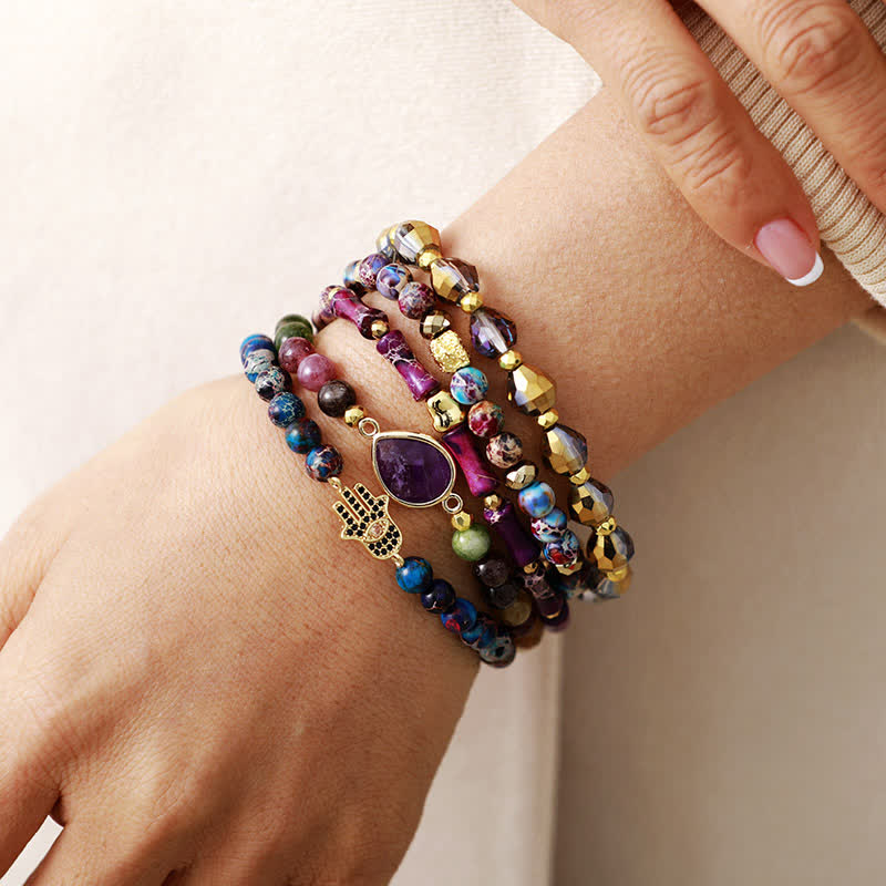 Olivenorma Natural Amethyst Tourmaline Beads Bracelet - image 1