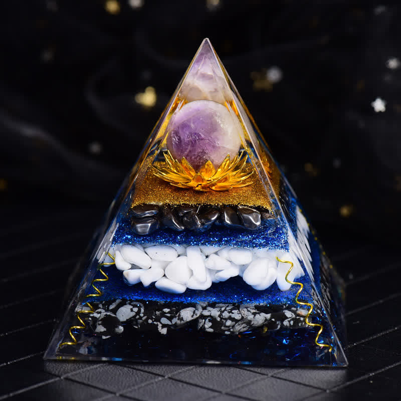 Olivenorma Amethyst Ball Hematite Snowflake Obsidian Orgone Pyramid - 12cm*12cm - image 0