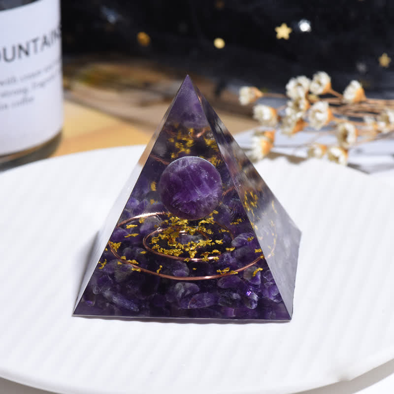 Olivenorma Amethys Crystal Ball Metal Circle Orgone Pyramid - 10cm*10cm - image 0