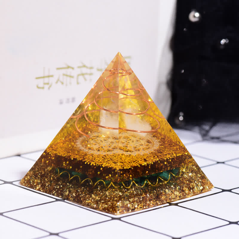 Olivenorma Clear Crystal Malachite Orgone Pyramid - image 1