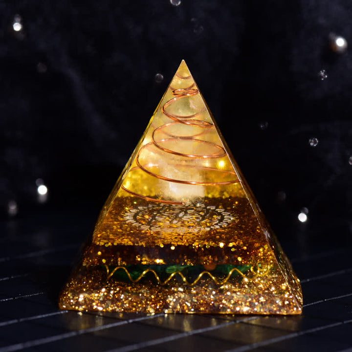 Olivenorma Clear Crystal Malachite Orgone Pyramid - 8cm*8cm - image 0