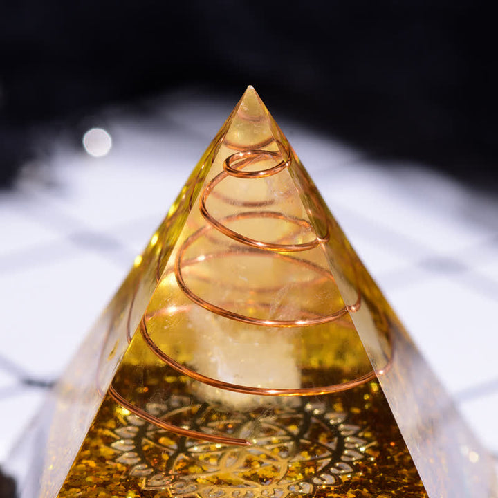 Olivenorma Clear Crystal Malachite Orgone Pyramid - image 3