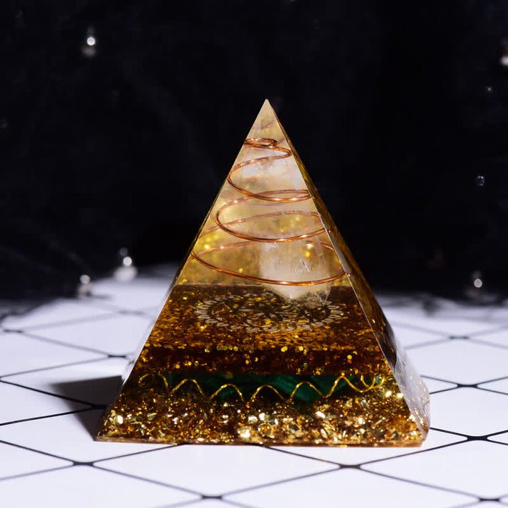 Olivenorma Clear Crystal Malachite Orgone Pyramid - image 2