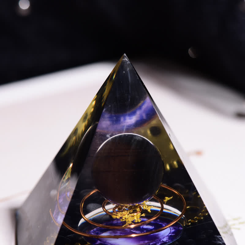 Olivenorma Obsidian Metal Coil Gear Orgone Pyramid - image 4